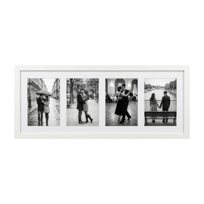 Signature Matted Engineered Wood Collage Frame — 8x20 with 4x6 mat / White / 4 Opening