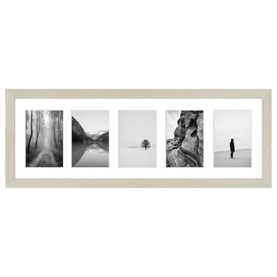 Signature Matted Engineered Wood Collage Frame — 8x24 with 4x6 mat / Lightwood / 5 Opening