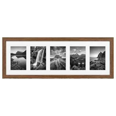 Signature Matted Engineered Wood Collage Frame — 8x24 with 4x6 mat / Walnut / 5 Opening