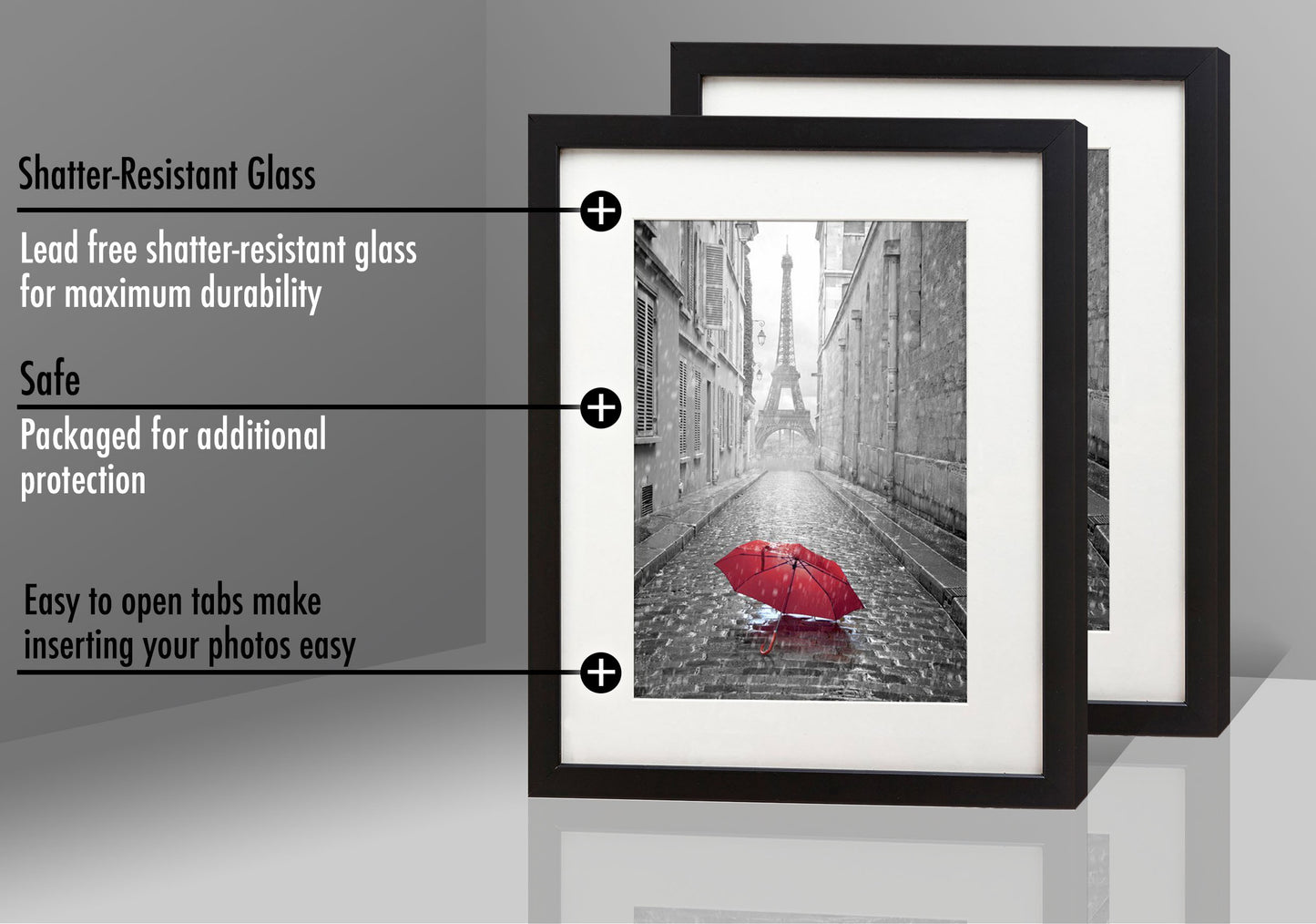 Americanflat Picture Frames | Set of 2 | With Mat | Shatter-Resistant Glass