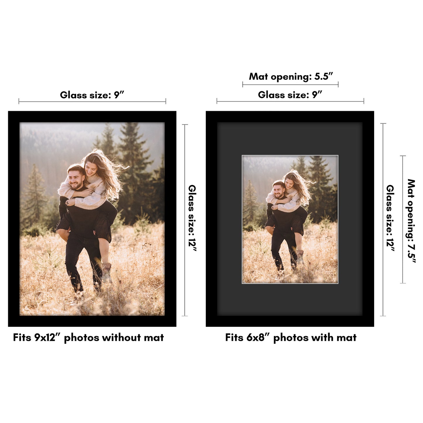 Black Picture Frame | Classic Molding | With Black Mat | Shatter-Resistant – Americanflat
