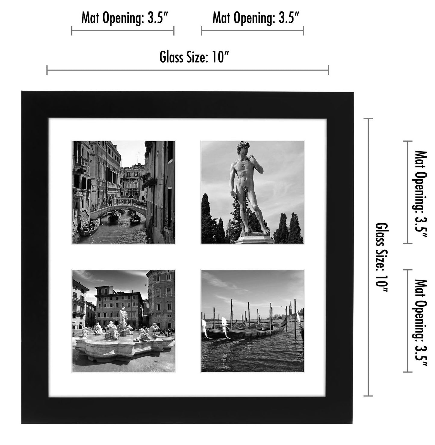 Americanflat Double Picture Frame | MW1010BK444 | Shatter-Resistant Glass