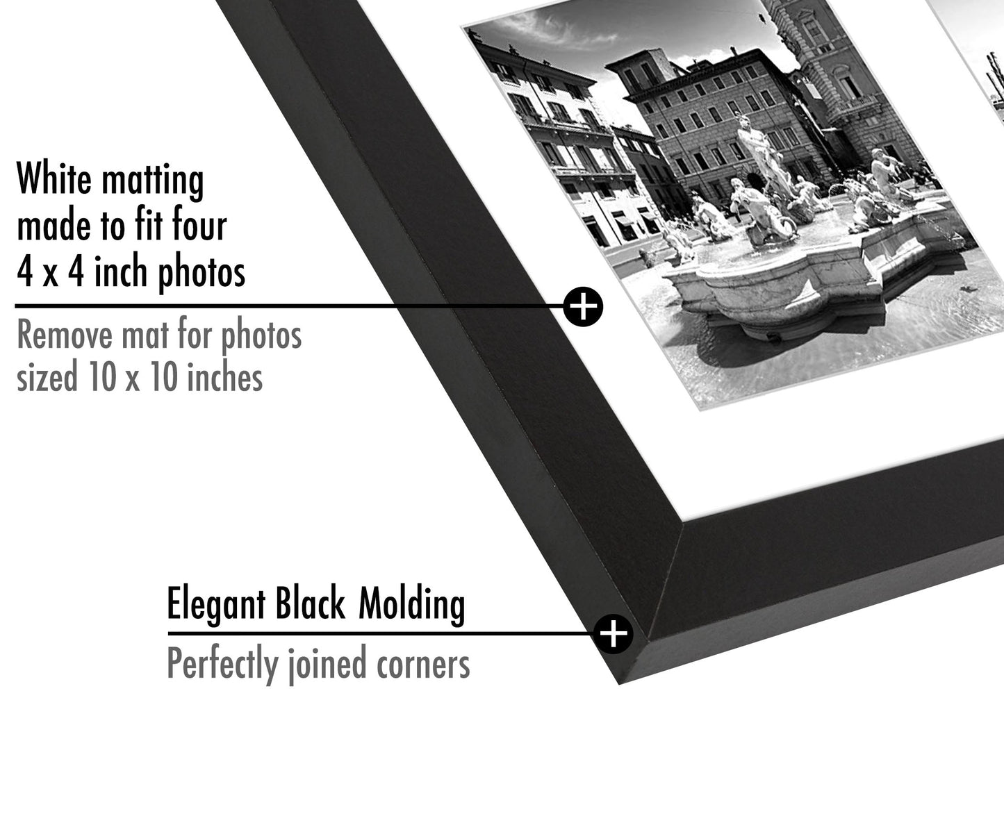 Americanflat Double Picture Frame | MW1010BK444 | Shatter-Resistant Glass