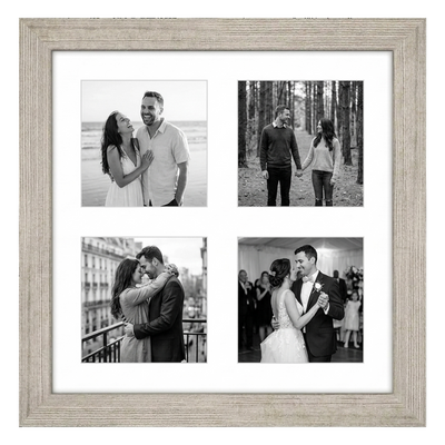 Signature Matted Engineered Wood Collage Frame — 10x10 with 4x4 mat / Driftwood / 4 Opening