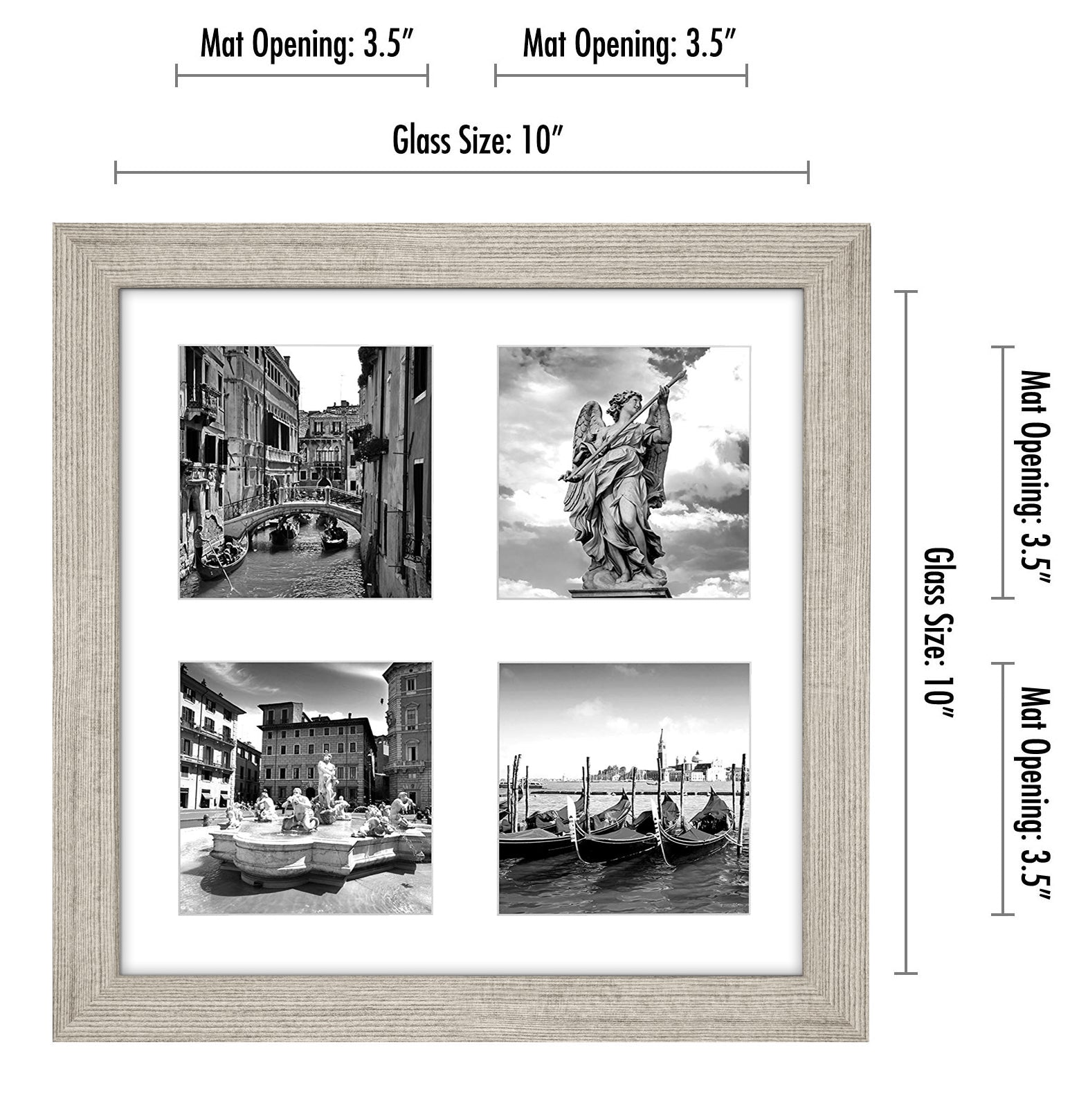 Americanflat Double Picture Frame | MW1010DWOOD444 | Shatter-Resistant Glass