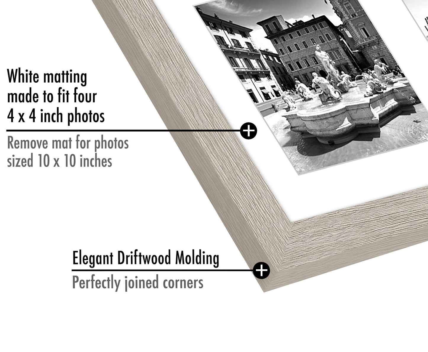 Americanflat Double Picture Frame | MW1010DWOOD444 | Shatter-Resistant Glass