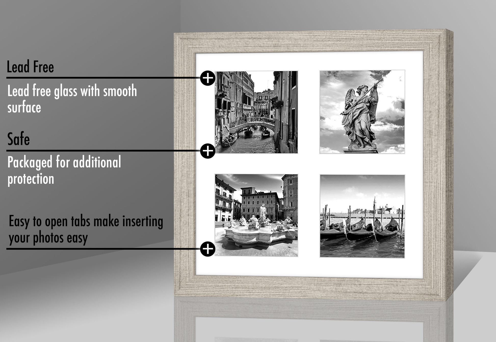 Americanflat Double Picture Frame | MW1010DWOOD444 | Shatter-Resistant Glass
