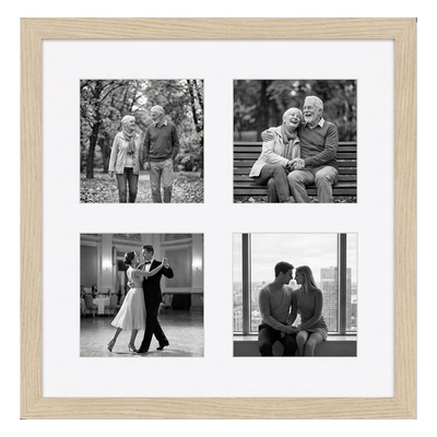 Signature Matted Engineered Wood Collage Frame — 10x10 with 4x4 mat / Lightwood / 4 Opening