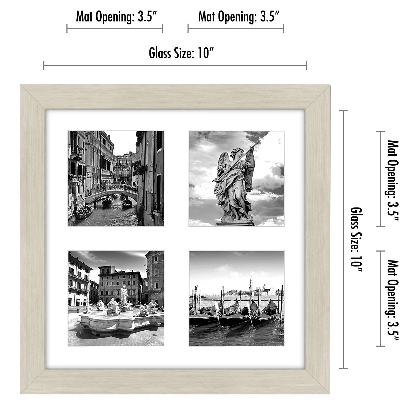 Americanflat Double Picture Frame | MW1010LWOOD444 | Shatter-Resistant Glass