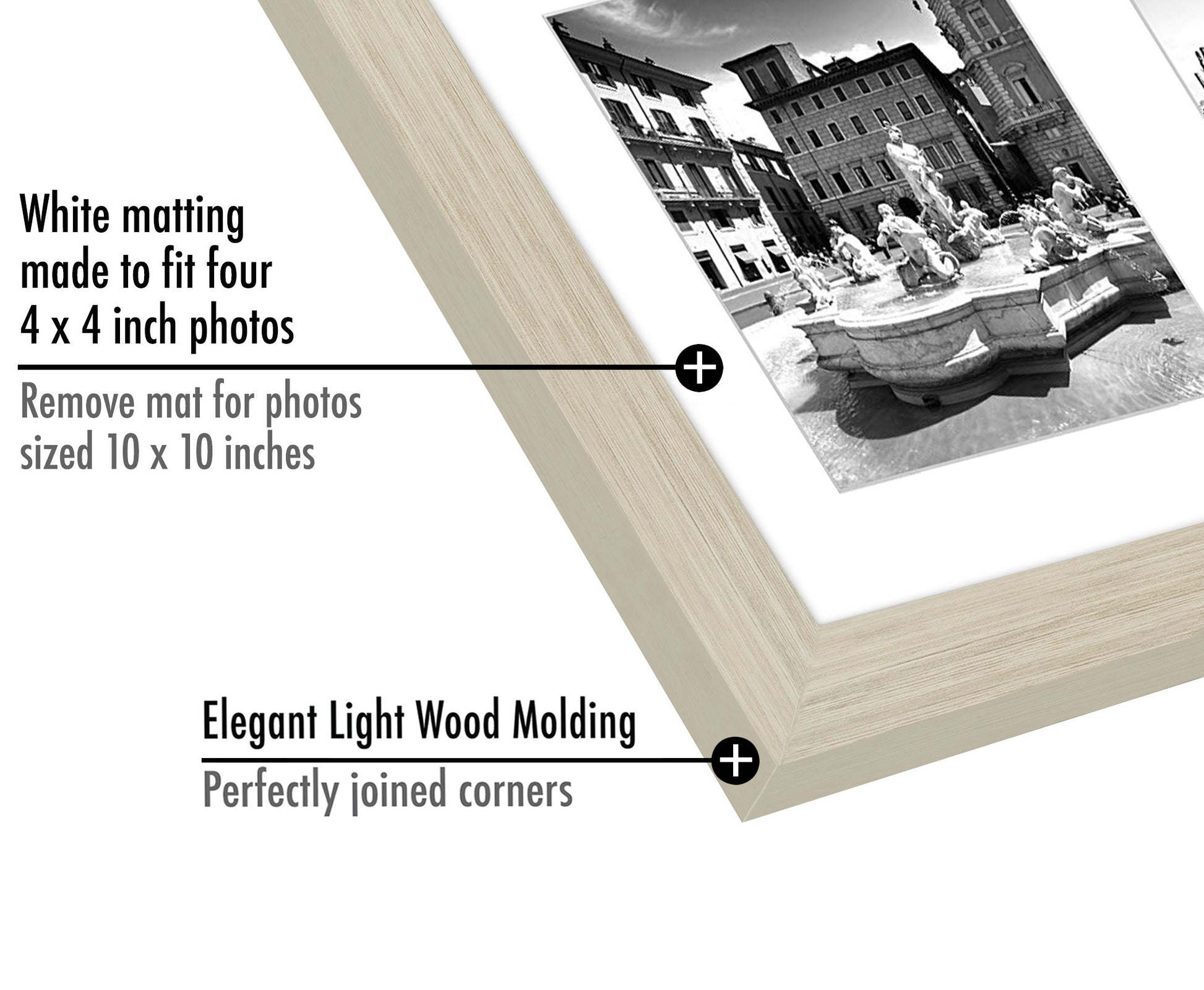 Americanflat Double Picture Frame | MW1010LWOOD444 | Shatter-Resistant Glass