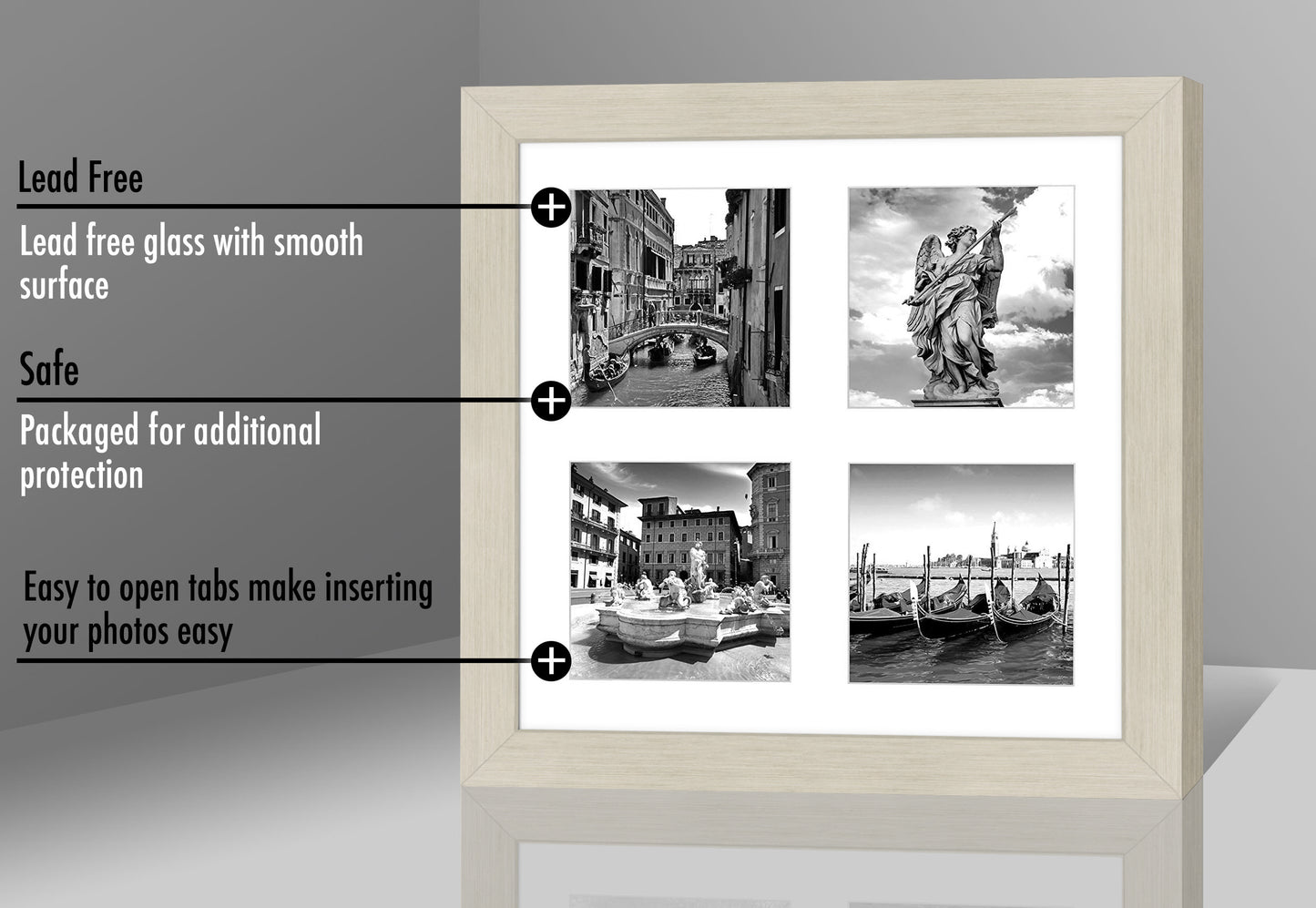 Americanflat Double Picture Frame | MW1010LWOOD444 | Shatter-Resistant Glass