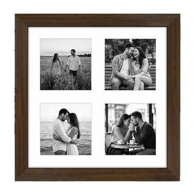Signature Matted Engineered Wood Collage Frame — 10x10 with 4x4 mat / Walnut / 4 Opening