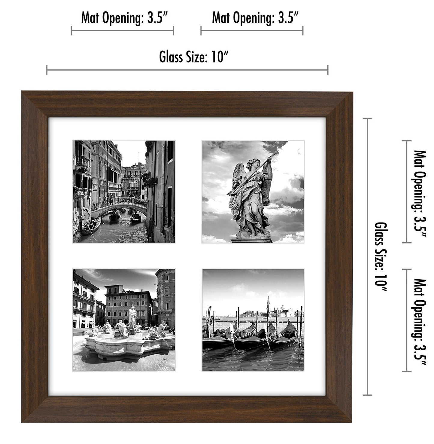 Americanflat Double Picture Frame | MW1010WALNUT444 | Shatter-Resistant Glass