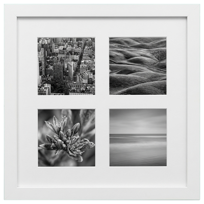 Signature Matted Engineered Wood Collage Frame — 10x10 with 4x4 mat / White / 4 Opening
