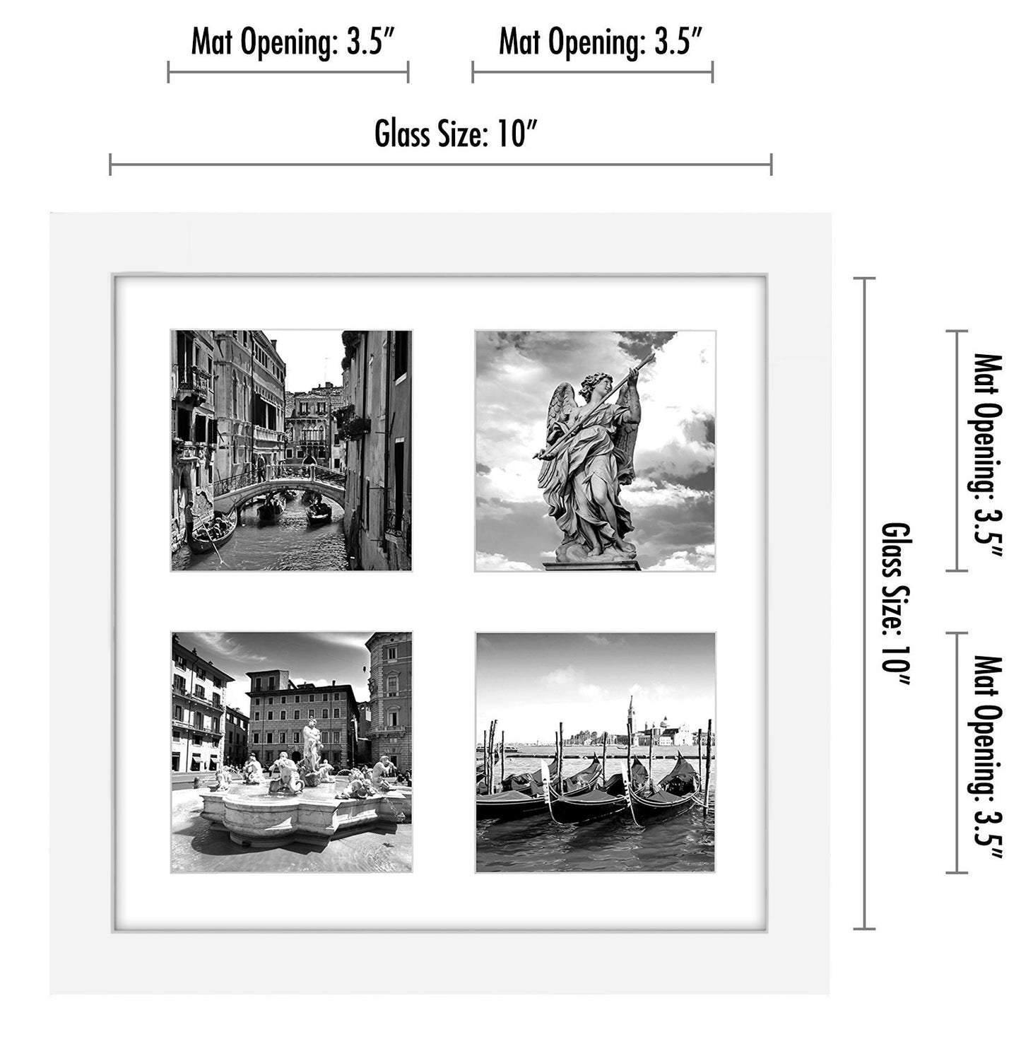 Americanflat Double Picture Frame | MW1010WHT444 | Shatter-Resistant Glass