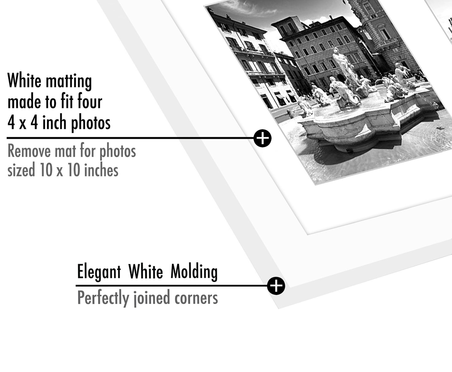 Americanflat Double Picture Frame | MW1010WHT444 | Shatter-Resistant Glass