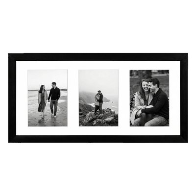 Signature Matted Engineered Wood Collage Frame — 10x20 with 5x7 mat / Black / 3 Opening