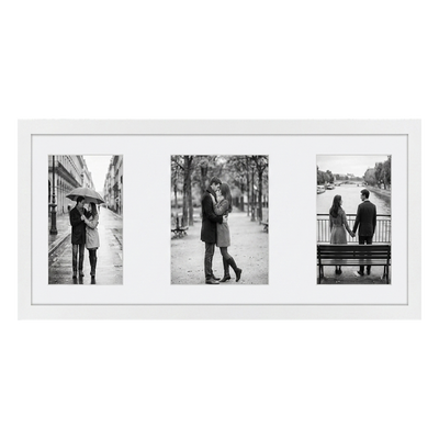 Signature Matted Engineered Wood Collage Frame — 10x20 with 5x7 mat / White / 3 Opening