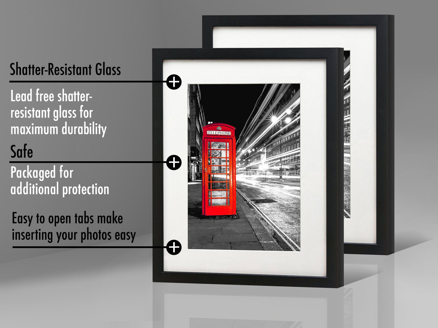 Americanflat Picture Frames | Set of 2 | With Mat | Shatter-Resistant Glass