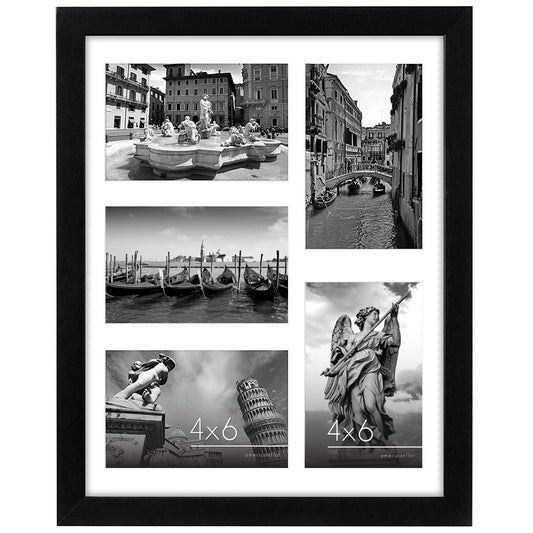 Americanflat Picture Frame | Collage | Five 4x6 Openings with Classic Molding | Signature Collection