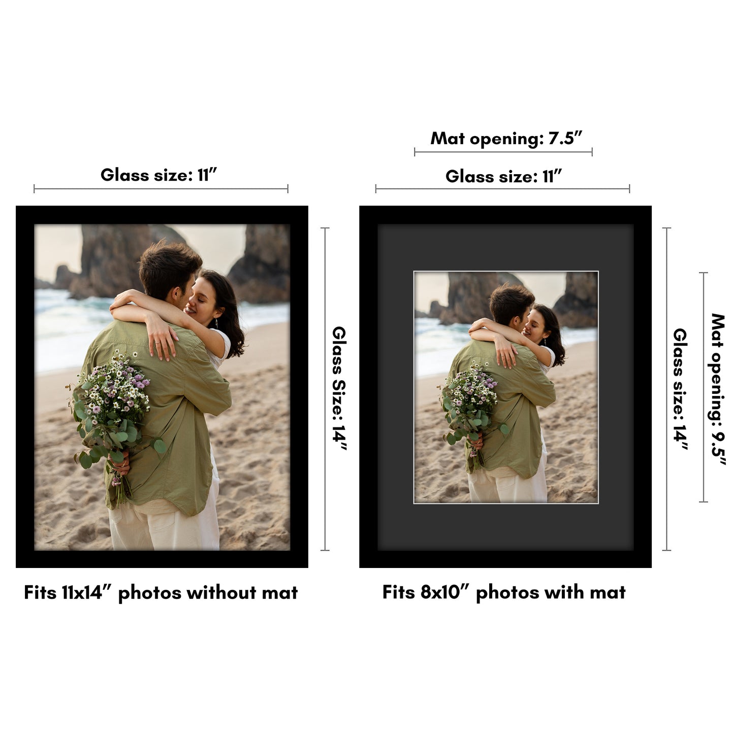 Black Picture Frame | Classic Molding | With Black Mat | Shatter-Resistant – Americanflat