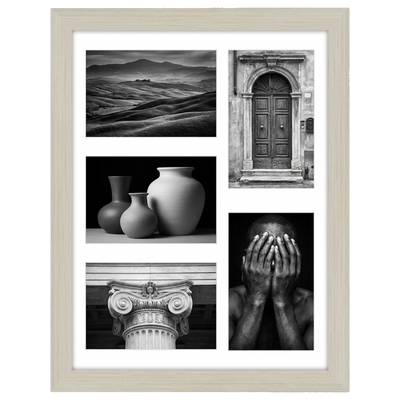 Signature Matted Engineered Wood Collage Frame — 11x14 with 4x6 mat / Lightwood / 5 Opening