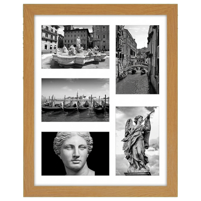 Signature Matted Engineered Wood Collage Frame — 11x14 with 4x6 mat / Oak / 5 Opening