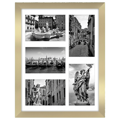 Signature Matted Engineered Wood Collage Frame — 11x14 with 4x6 mat / Gold / 5 Opening