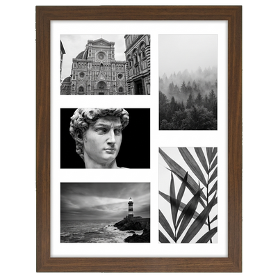 Signature Matted Engineered Wood Collage Frame — 11x14 with 4x6 mat / Walnut / 5 Opening