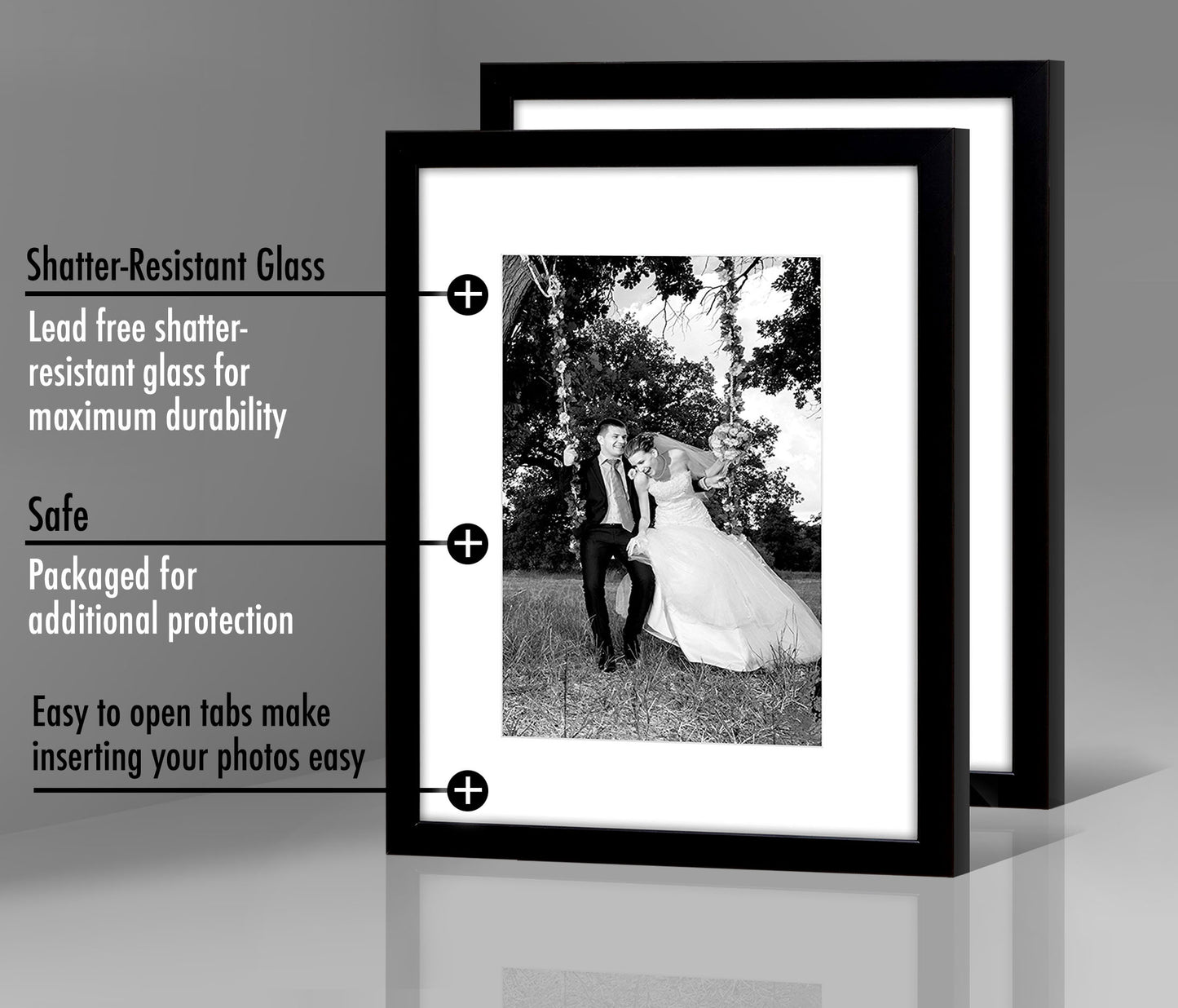 Americanflat Picture Frames | Set of 2 | With Mat | Shatter-Resistant Glass