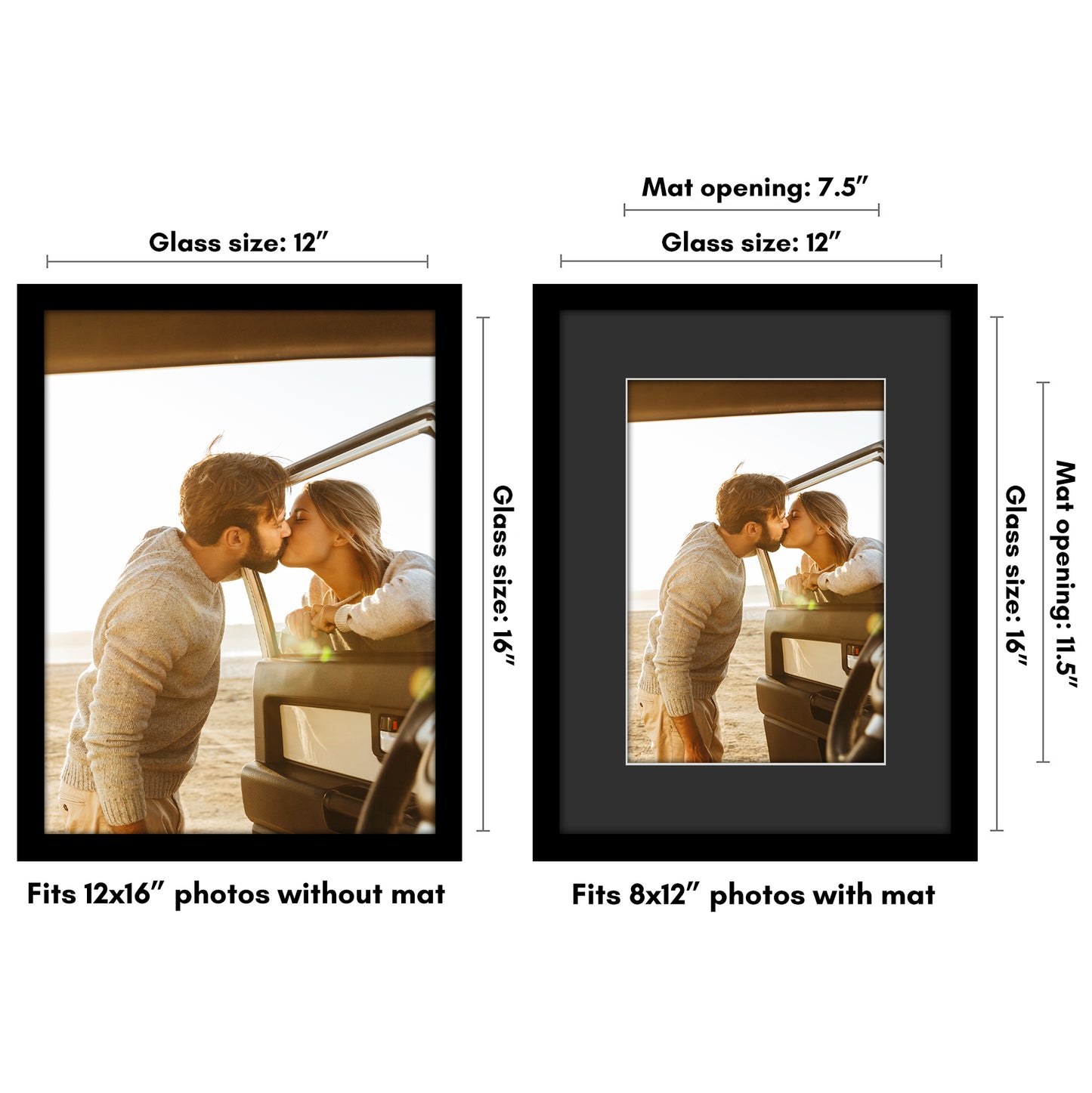 Black Picture Frame | Classic Molding | With Black Mat | Shatter-Resistant – Americanflat