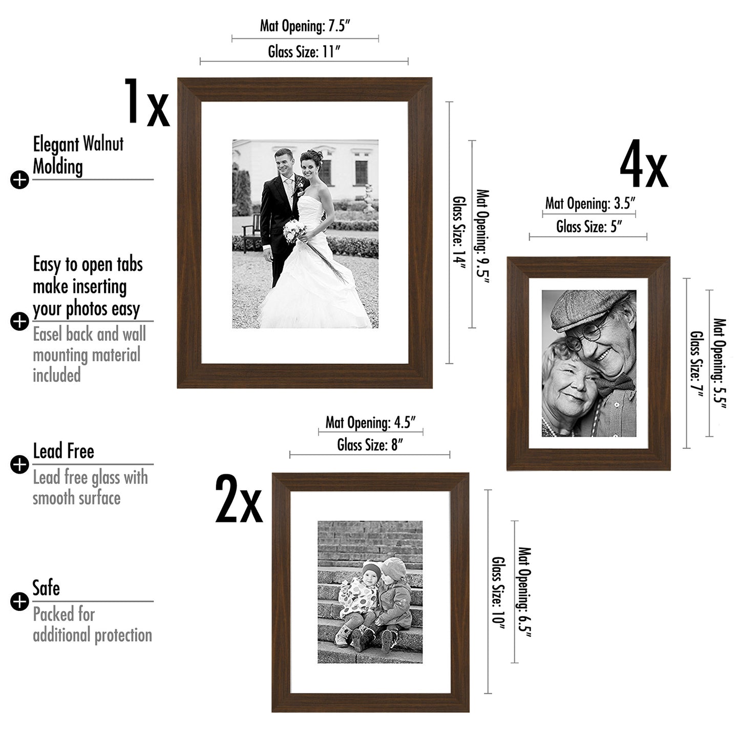 Americanflat Gallery Wall Frame Set | Set of 7 | Shatter-Resistant Glass