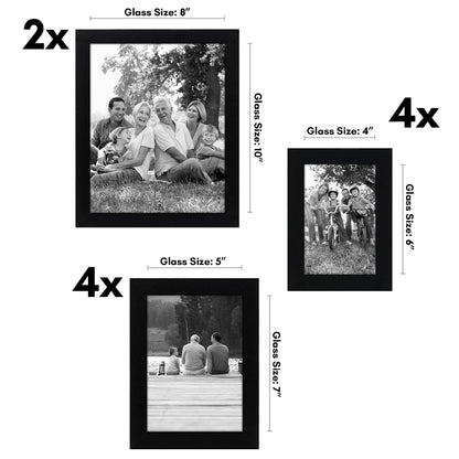 Americanflat | Set of 10 Picture Frames with Shatter-Resistant Glass | Gallery Wall Frame Set with Two 8x10, Four 5x7 and Four 4x6 Frames | Signature Collection | Black