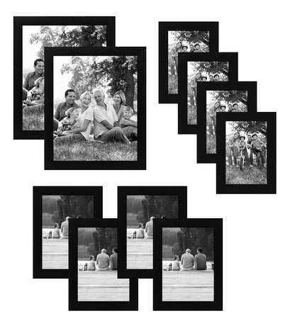 Americanflat | Set of 10 Picture Frames with Shatter-Resistant Glass | Gallery Wall Frame Set with Two 8x10, Four 5x7 and Four 4x6 Frames | Signature Collection | Black
