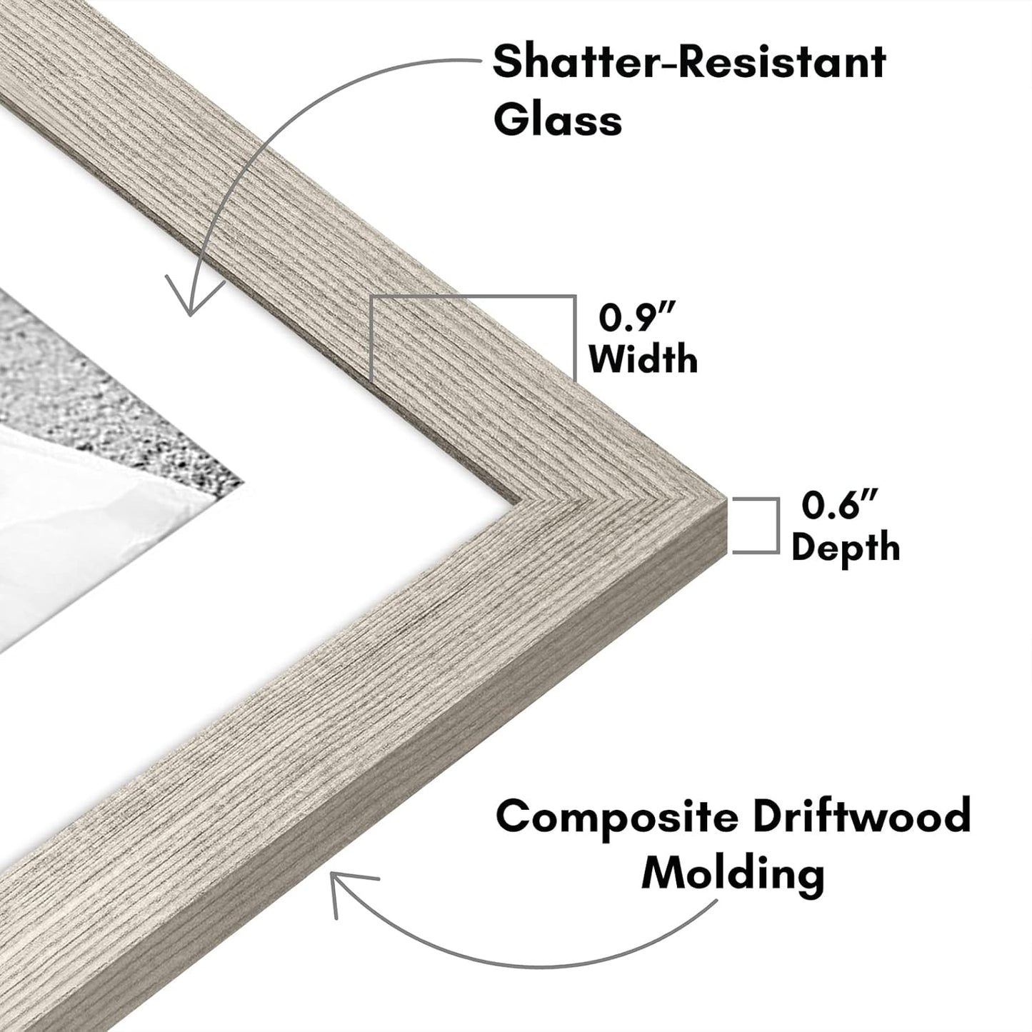 Americanflat | Set of 7 Picture Frames with Shatter-Resistant Glass | Gallery Wall Frame Set with One 11x14, Two 8x10 and Four 5x7 Frames | Signature Collection | Driftwood