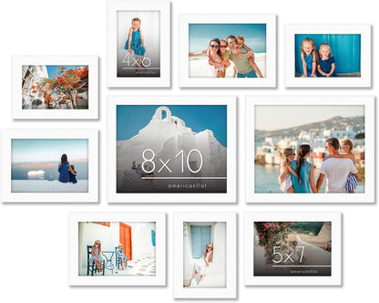 Americanflat | Set of 10 Picture Frames with Shatter-Resistant Glass | Gallery Wall Frame Set with Two 8x10, Four 5x7 and Four 4x6 Frames | Signature Collection | White