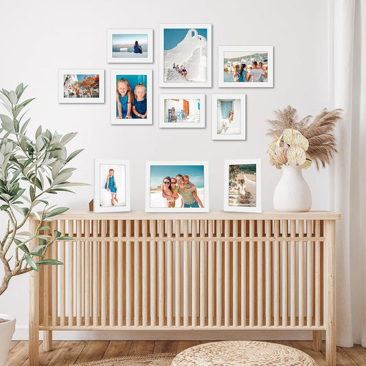 Americanflat | Set of 10 Picture Frames with Shatter-Resistant Glass | Gallery Wall Frame Set with Two 8x10, Four 5x7 and Four 4x6 Frames | Signature Collection | White