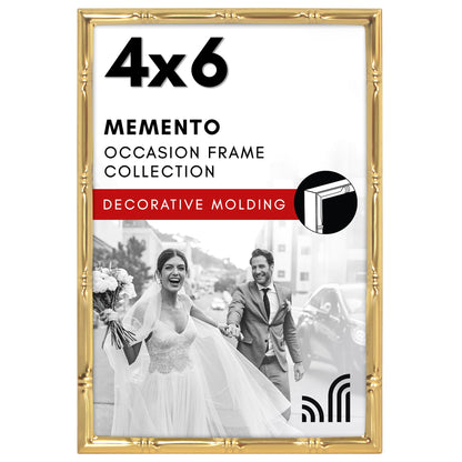 Bamboo Metal Picture Frame | Shatter-Resistant Glass | Tabletop Wall Display