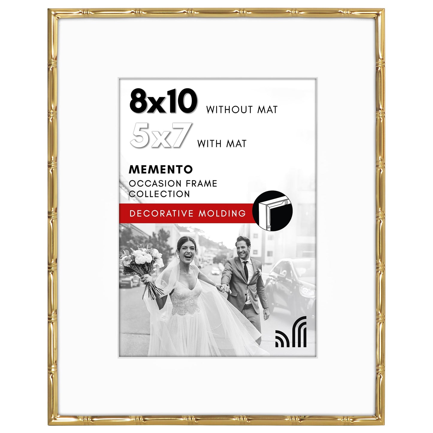 Bamboo Metal Picture Frame | Shatter-Resistant Glass | Tabletop Wall Display
