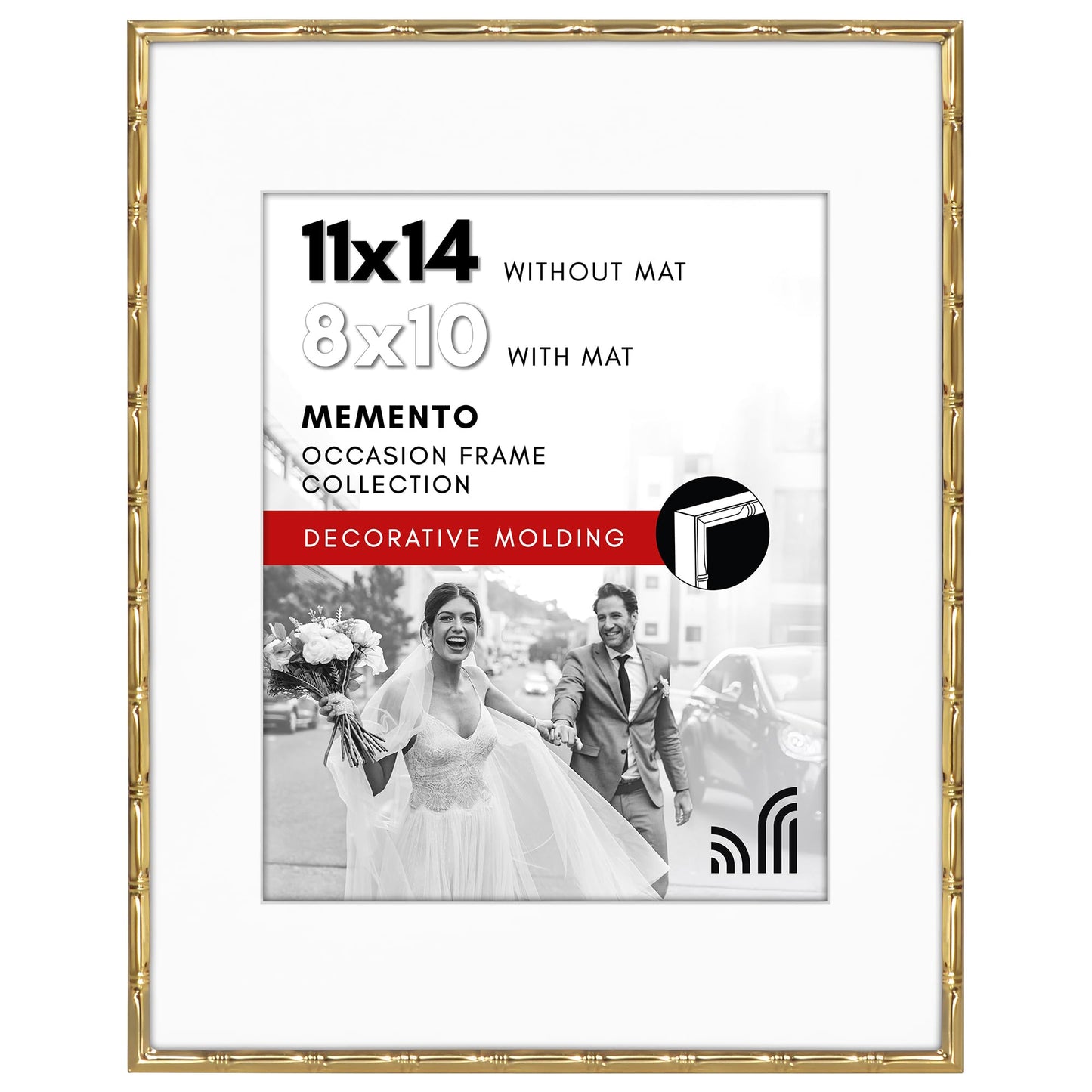 Bamboo Metal Picture Frame | Shatter-Resistant Glass | Tabletop Wall Display