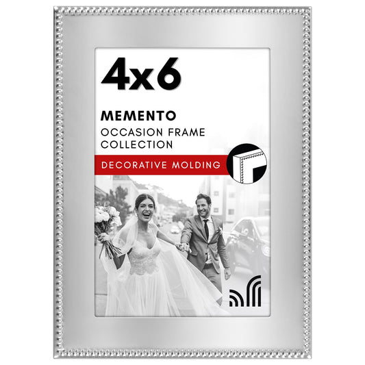 Beaded Metal Picture Frame | Shatter-Resistant Glass | Tabletop Wall Display