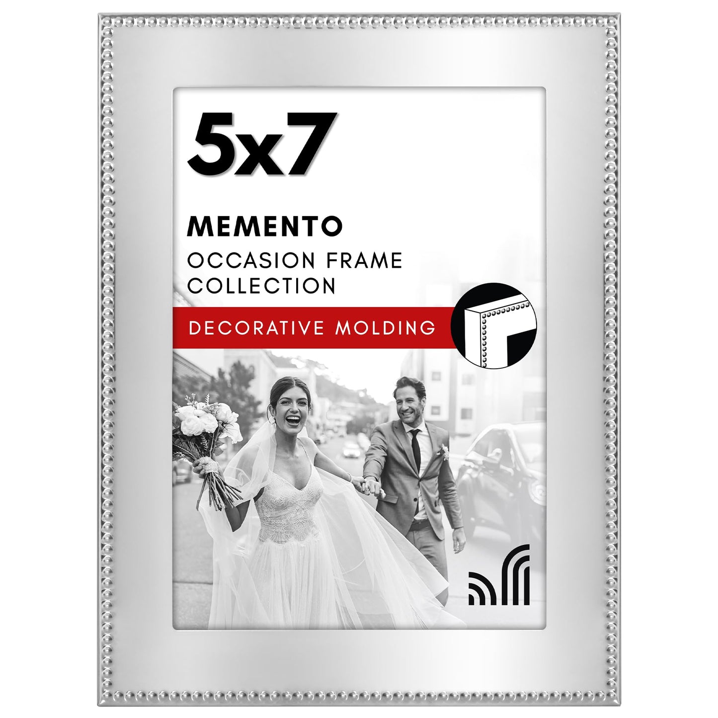 Beaded Metal Picture Frame | Shatter-Resistant Glass | Tabletop Wall Display