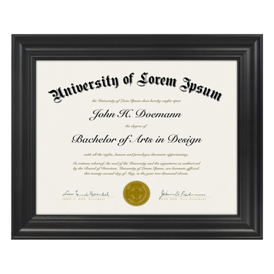 Legacy Unmatted Document Frame — 8.5x11 / Black / 1 Pack