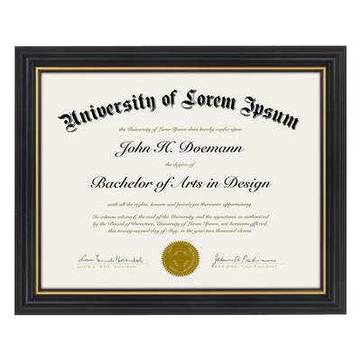 Legacy Unmatted Document Frame — 8.5x11 / Black & Gold / 1 Pack