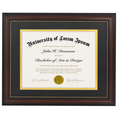 Legacy Matted Document Frame — 11x14 / Mahogany (Black & Gold mat) / 1 Pack