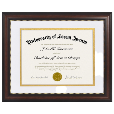 Legacy Matted Document Frame — 11x14 / Mahogany (White & Gold mat) / 1 Pack