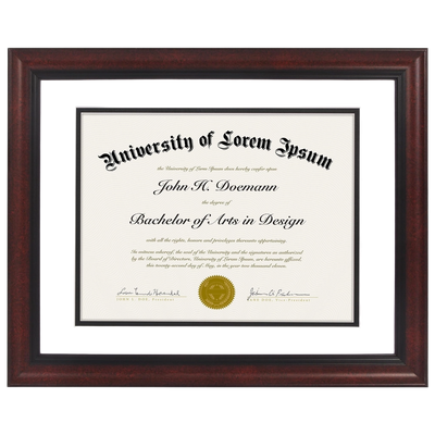 Legacy Matted Document Frame — 11x14 / Mahogany with Black & White Mat / 1 Pack