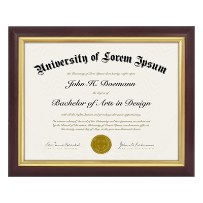 Legacy Unmatted Document Frame — 8.5x11 / Mahogany & Gold / 1 Pack