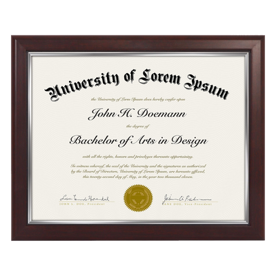 Legacy Unmatted Document Frame — 8.5x11 / Mahogany & Silver / 1 Pack