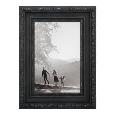 Heirloom Unmatted Picture Frame — 4x6 / Black / Ornate Vintage frame